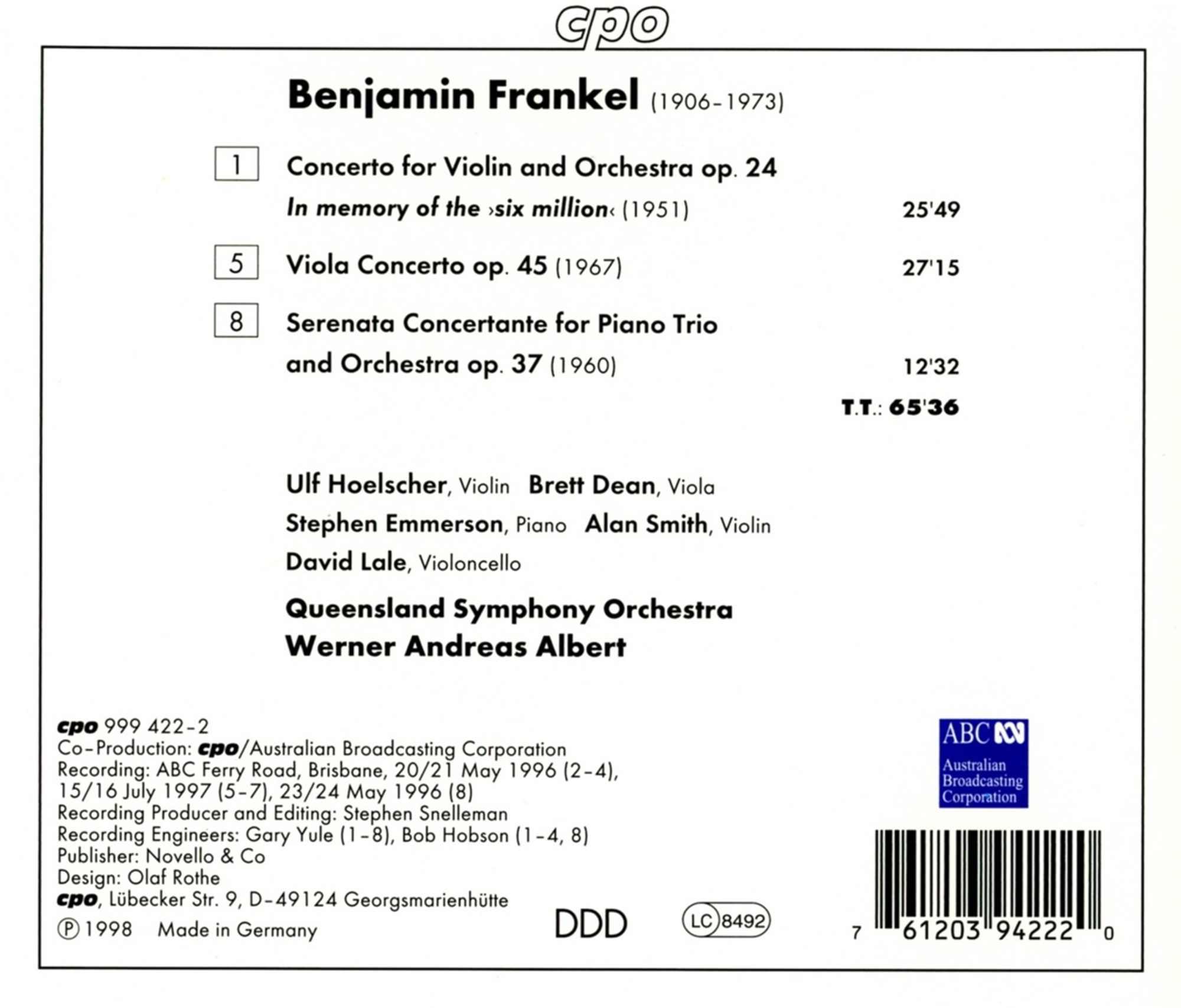 FRANKEL: Violin & viola concerto - slide-1