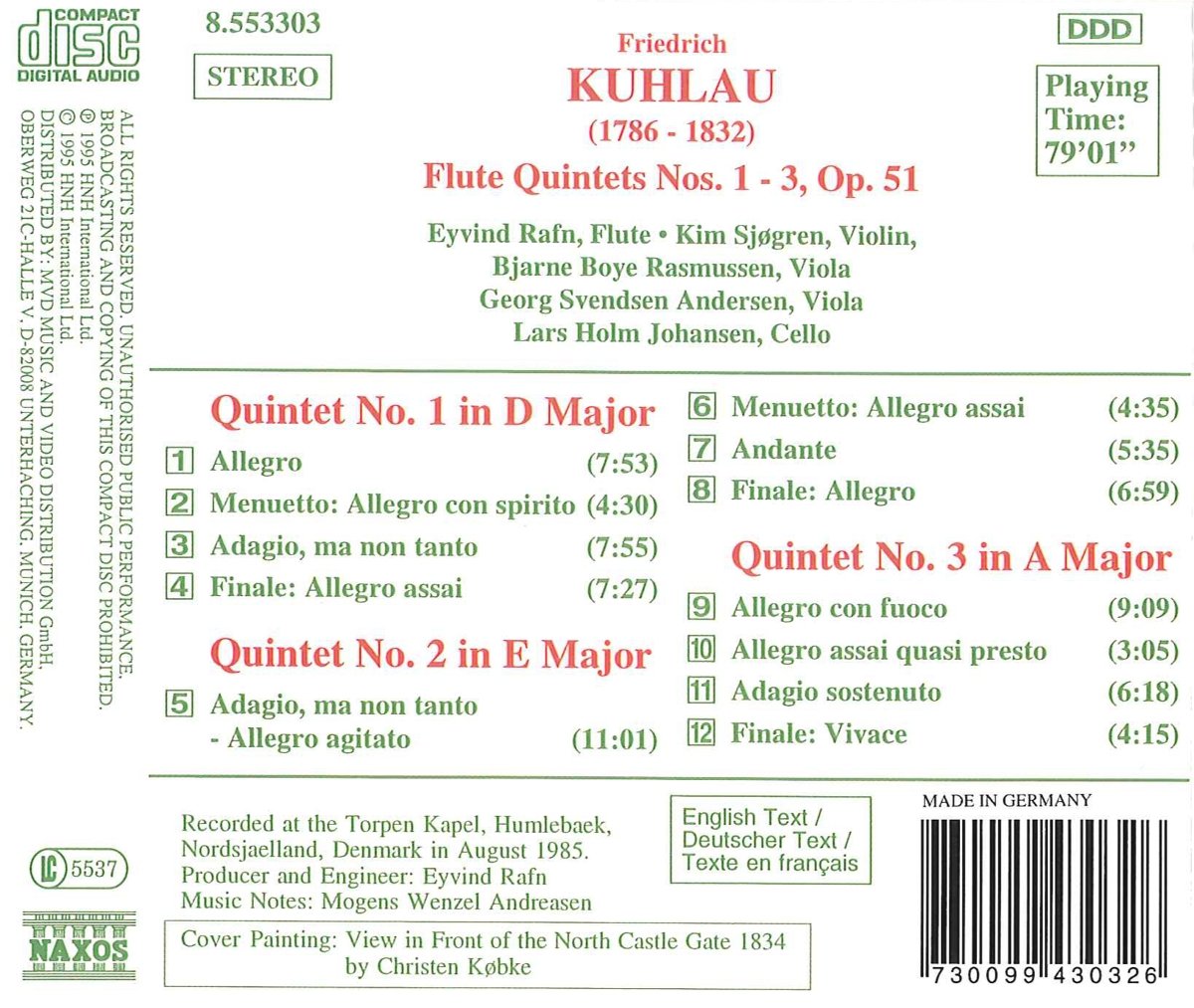 KUHLAU: Flute Quintets Op. 51, Nos. 1- 3 - slide-1