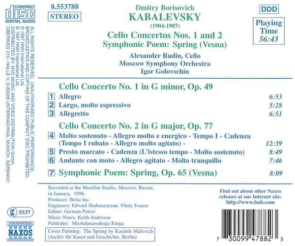 KABALEVSKY: Cello Concertos - slide-1