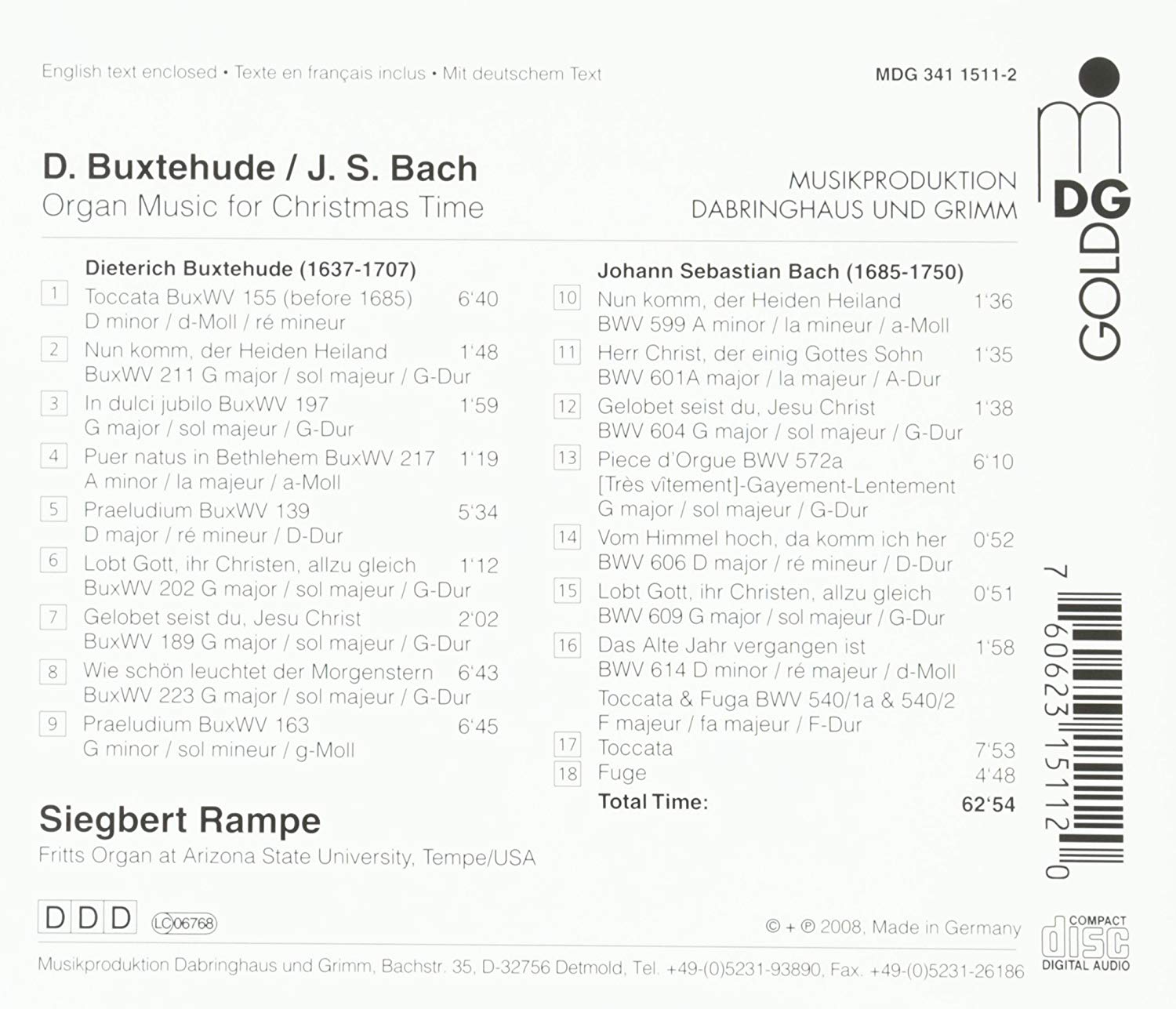 Buxtehude/Bach J.S.: Organ Music for Christmas - slide-1