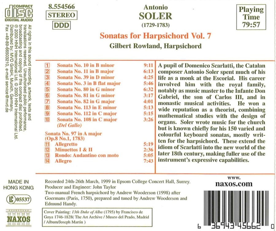 SOLER: Sonatas for Harpsichord, Vol. 7 - slide-1