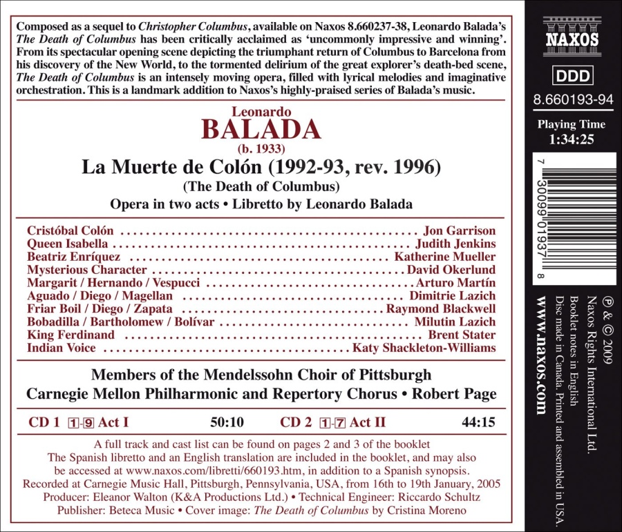 Balada: La Muerte de Colon, Opera in two acts - slide-1