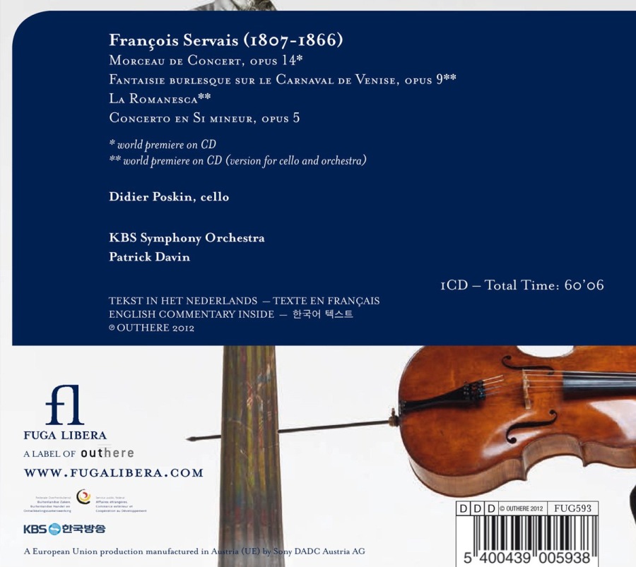 François Servais (1807-1866): Cello Concertos Nr. 1 & 2, Fantaisie Burlesque, La Romanesca - slide-1