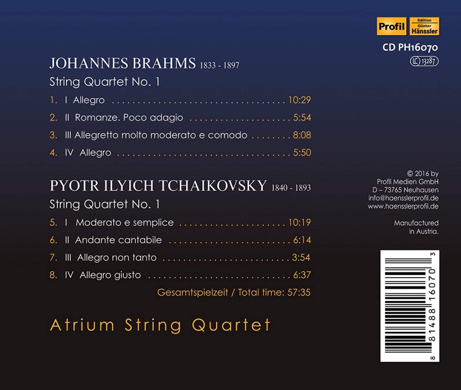 Brahms: String Quartet No. 1; Tchaikovsky: String Quartet No. 1 - slide-1