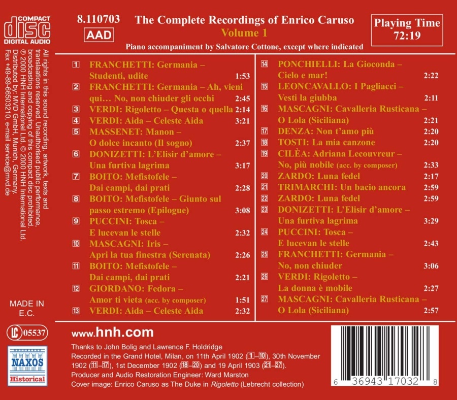 CARUSO, Enrico: Complete Recordings, Vol. 1 (1902-1903) - slide-1