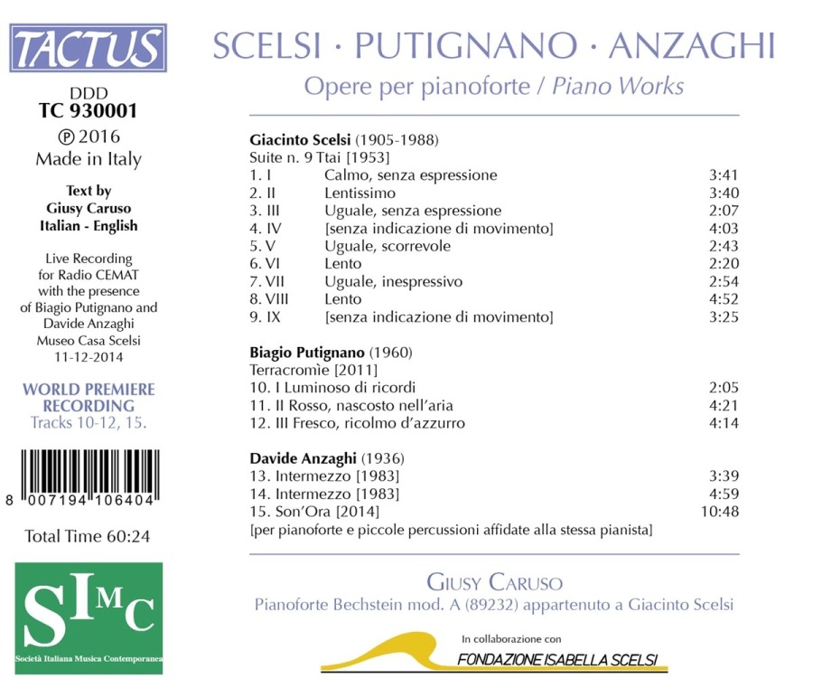 Scelsi, Putignano, Anzaghi: Piano Works - slide-1