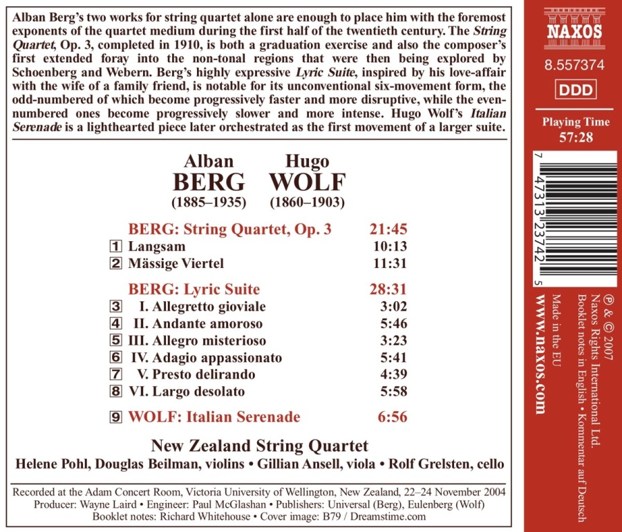 Berg: String Quartet, Lyric Suite, Wolf: Italian Serenade - slide-1