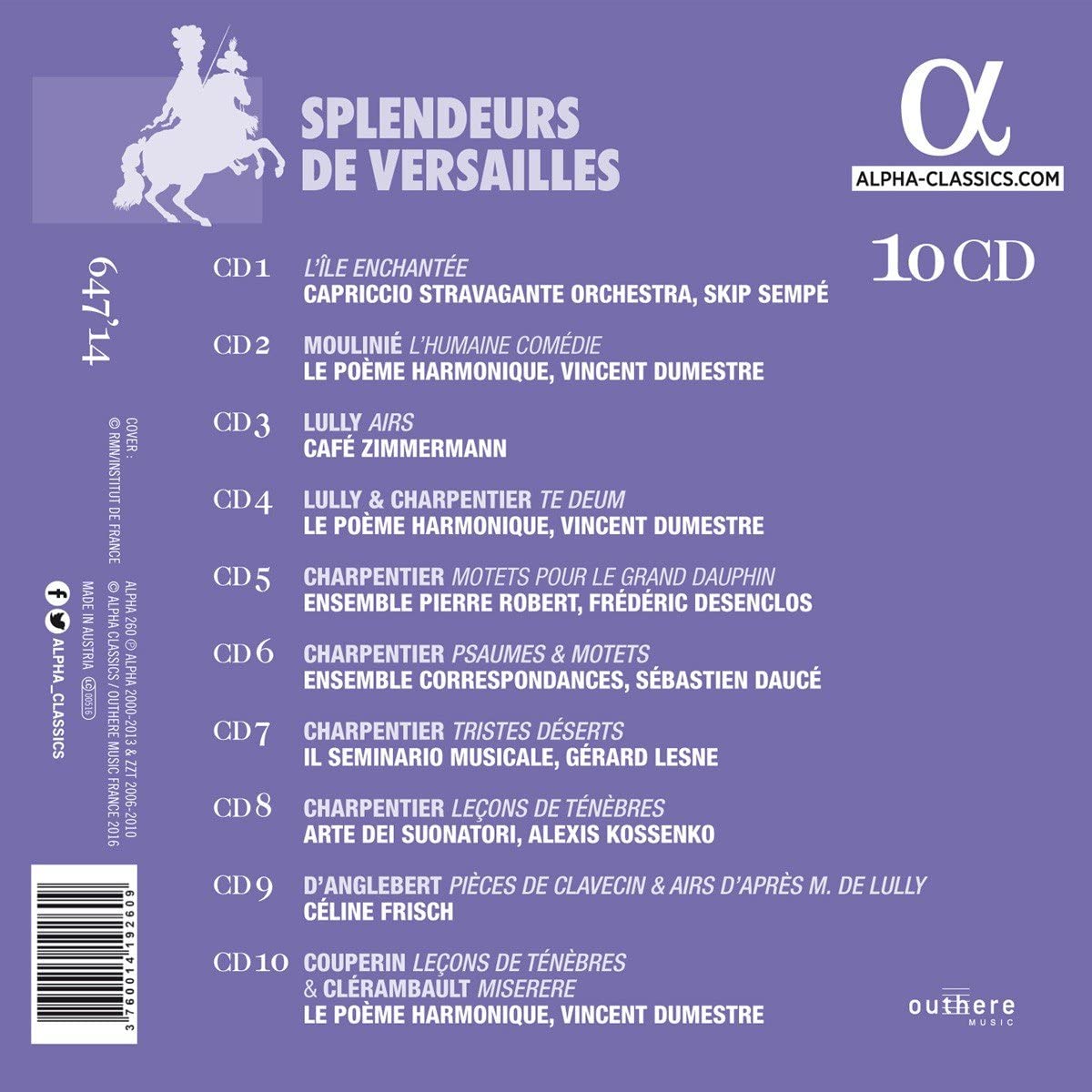 Splendeurs de Versailles – Moulinié, Lully, Charpentier, Clérambault, Couperin … - slide-1
