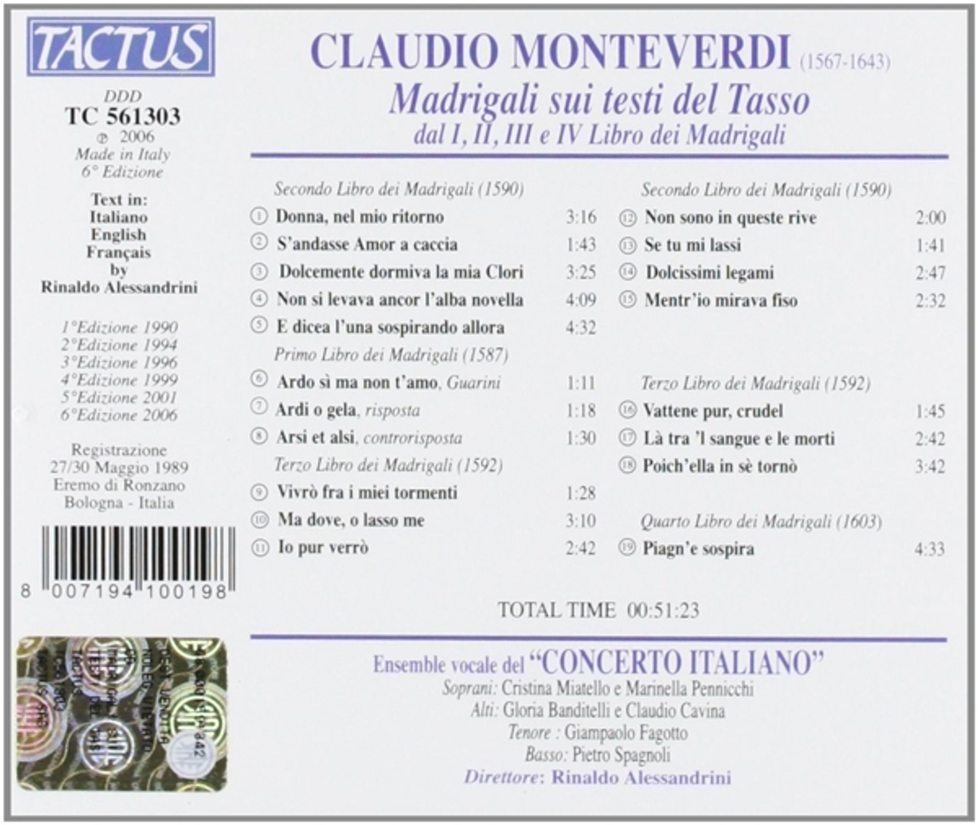 Monteverdi: Madrigali sui testi del Tasso - slide-1