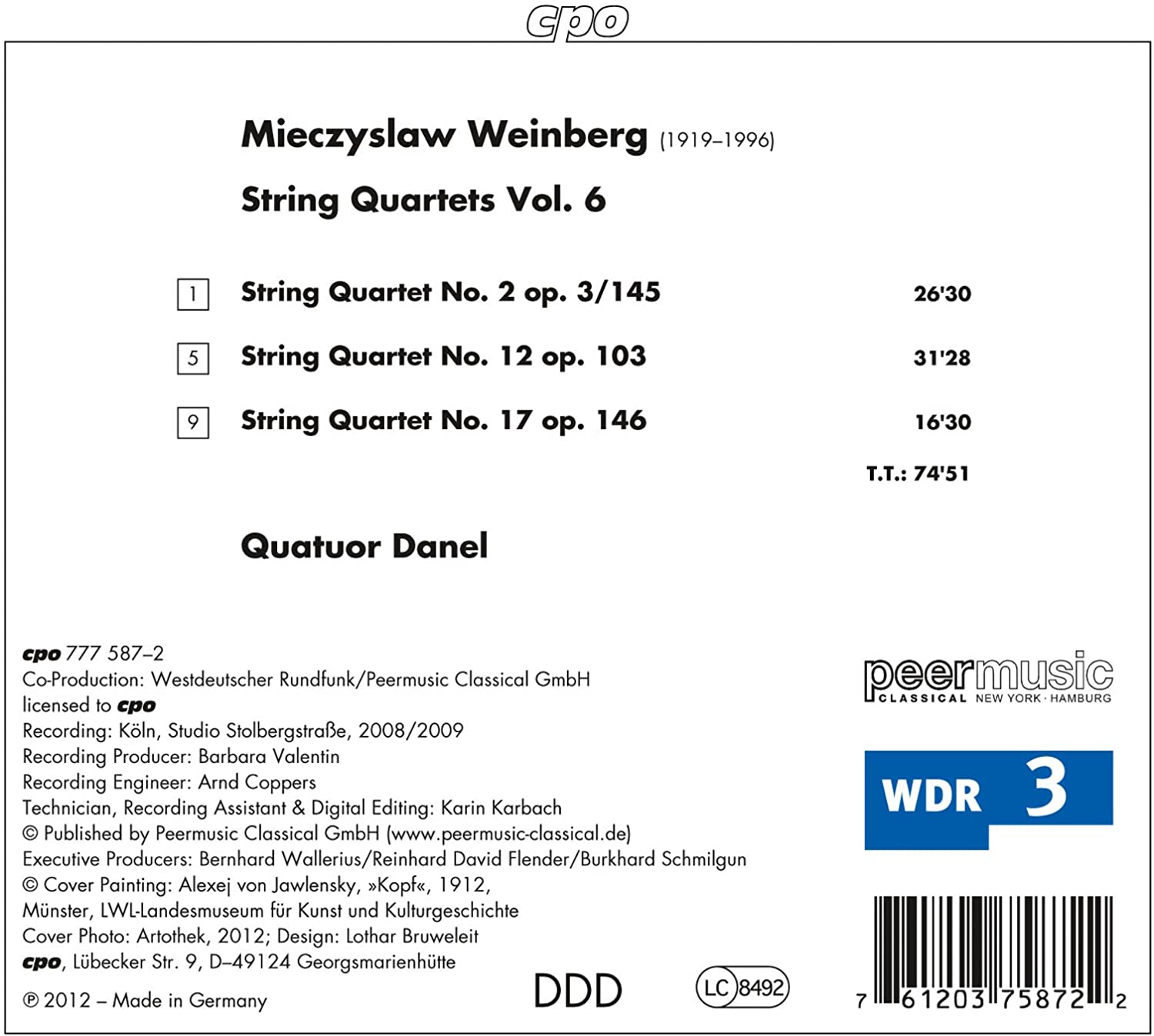 Weinberg: String Quartets Vol. 6 - slide-1