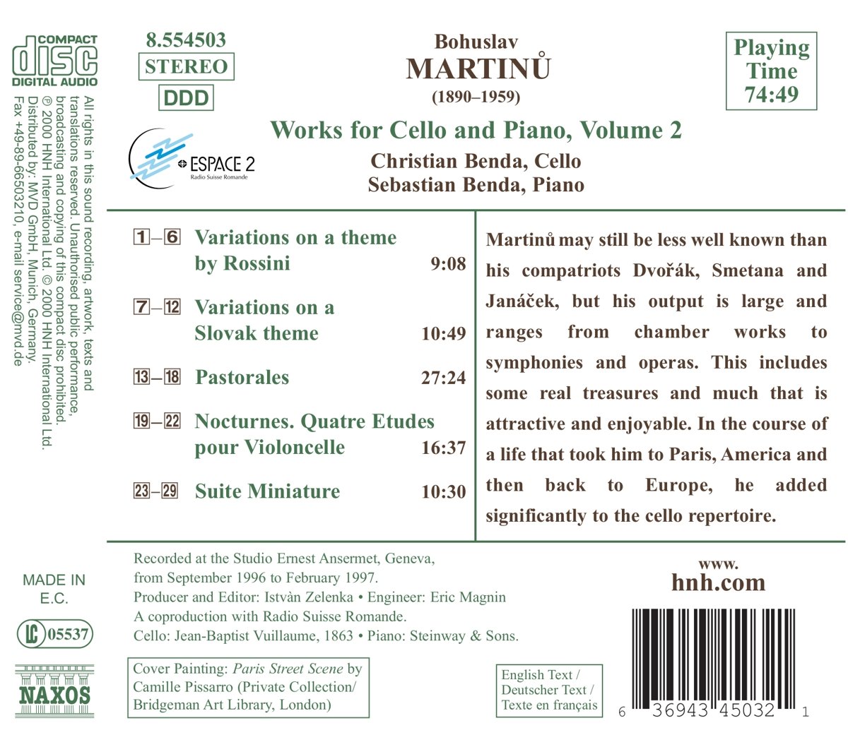 MARTINU: Works for Cello vol. 2 - slide-1