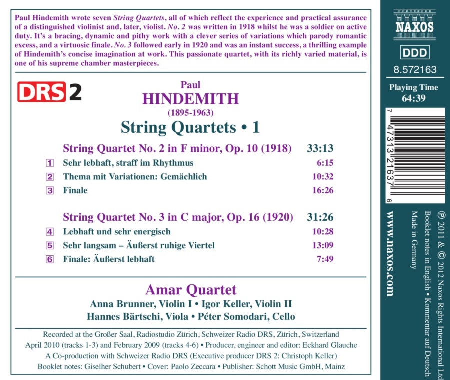 Hindemith: String Quartets • 1 - Nos. 2 & 3 - slide-1