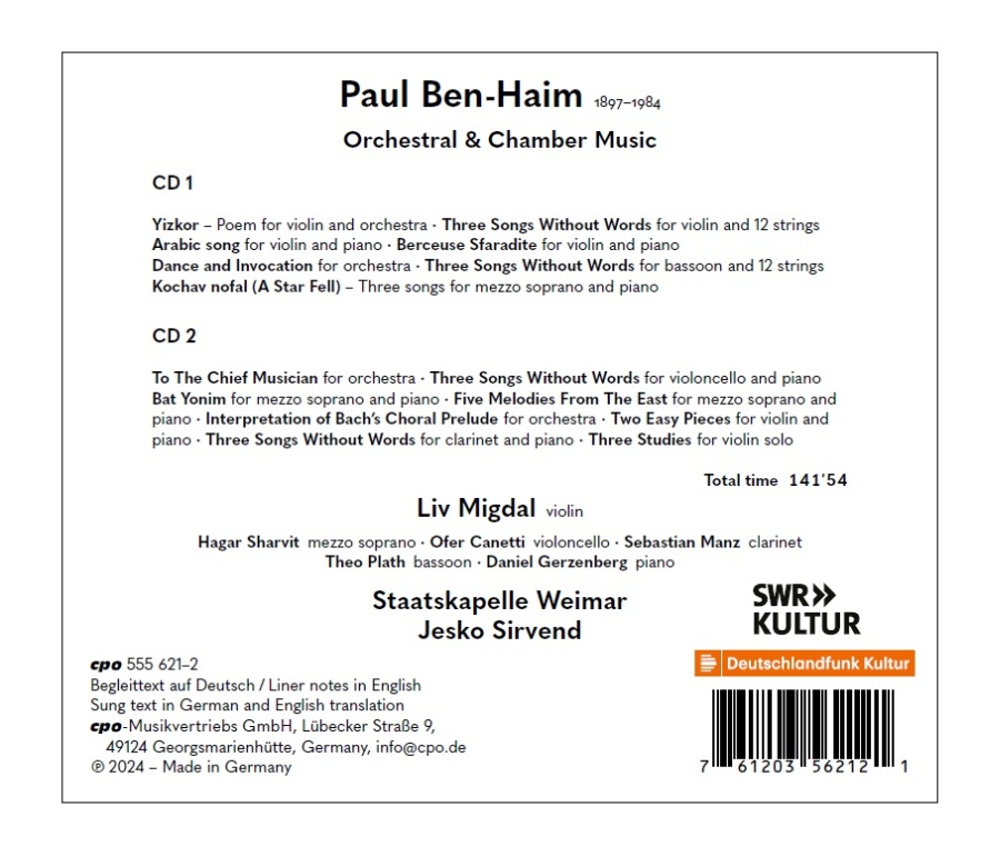 Ben-Haim: Orchestral & Chamber Music - slide-1