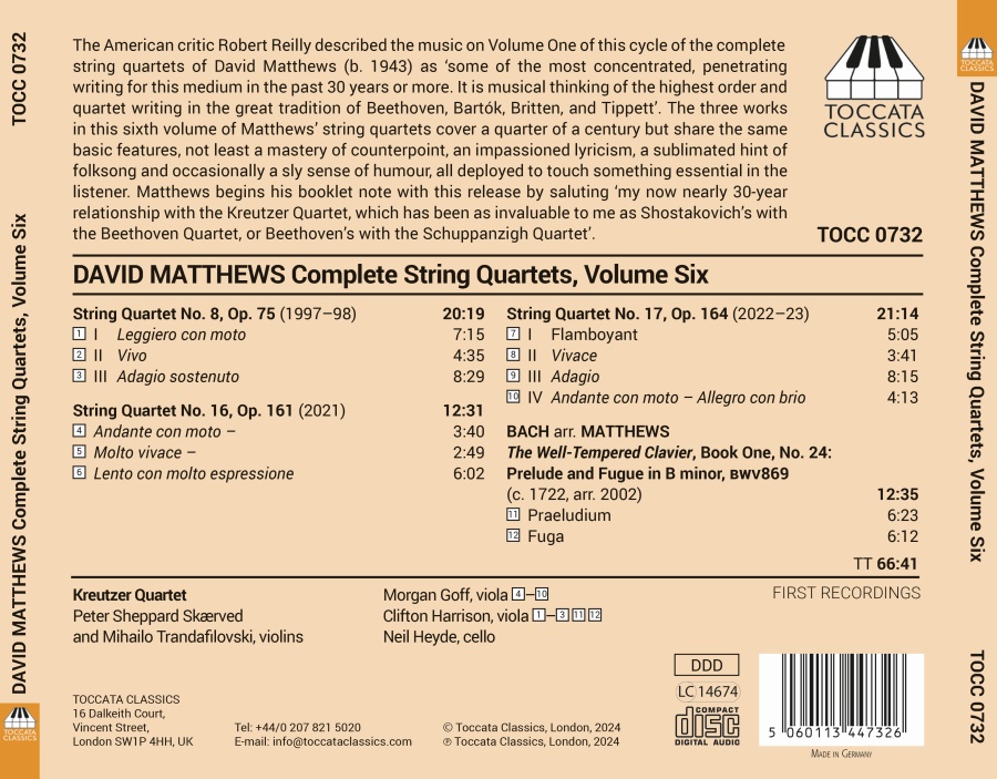 Matthews: String Quartets Vol. 6 - slide-1