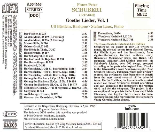 SCHUBERT: Lied Edition 3 - Goethe Lieder, Vol. 1 - slide-1