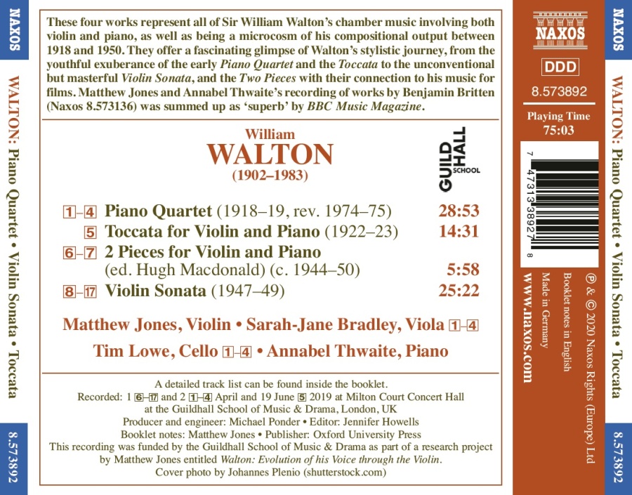 Walton: Piano Quartet; Violin Sonata; Toccata - slide-1