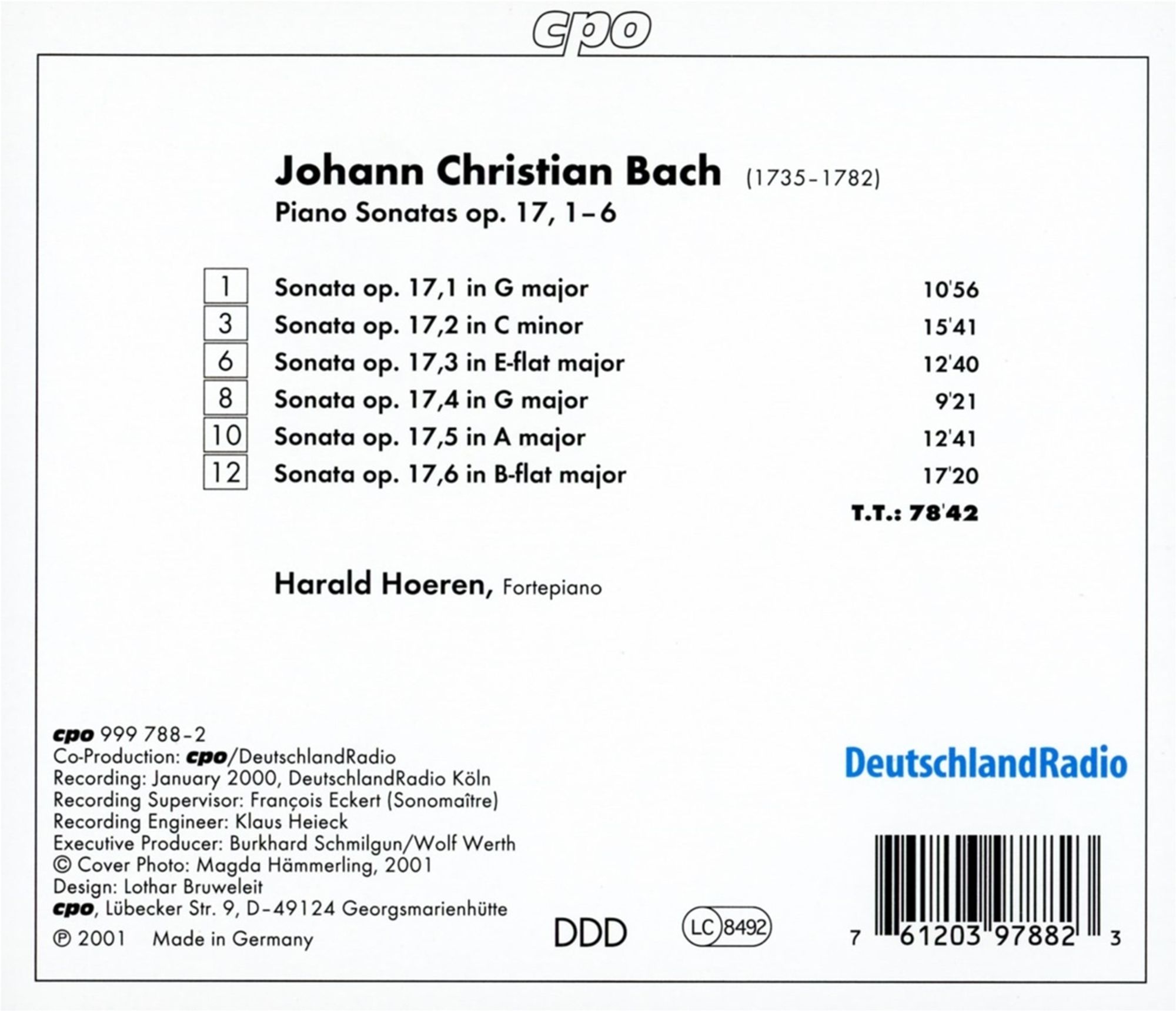 BACH J. C.: Piano sonatas op.17 - slide-1