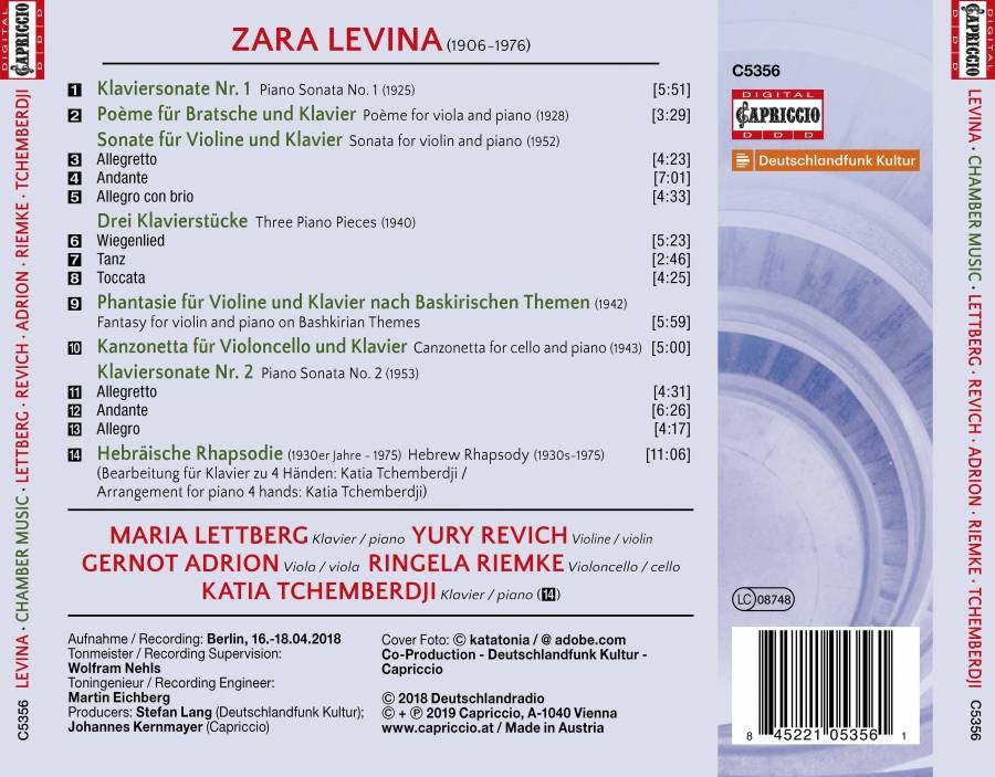 Levina: Piano Sonatas Nos. 1 & 2; Violin Sonata - slide-1