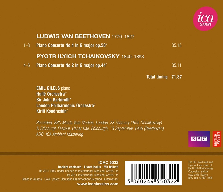 Beethoven: Piano Concerto No. 4 / Tchaikovsky: Piano Concerto No. 2, nagr. Edinburgh Festival 1966 & BBC Studios London 1959 - slide-1
