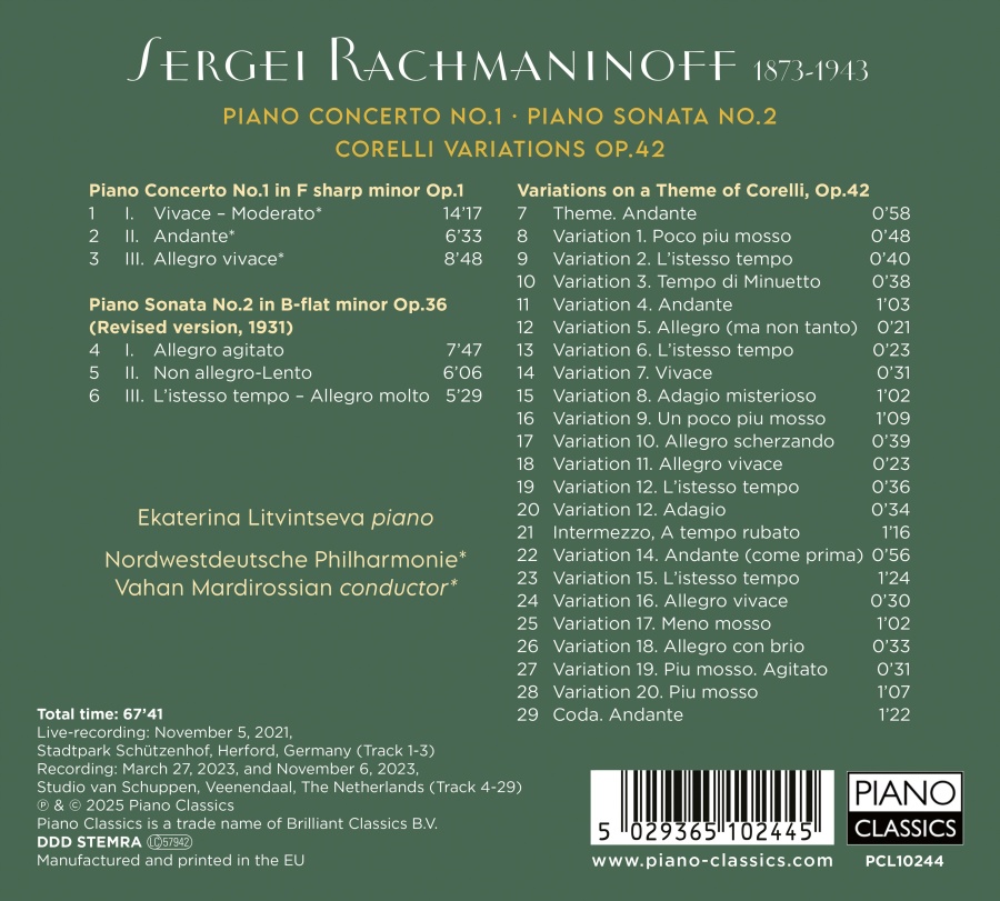 Rachmaninoff: Piano Concerto No. 1; Piano Sonata No. 2; Corelli Variations - slide-1