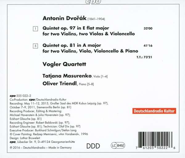 Dvorak: String Quintet op. 97; Piano Quintet op. 81 - slide-1