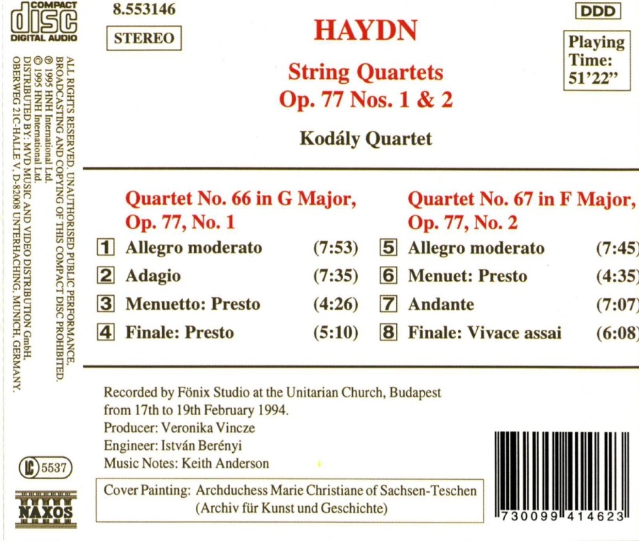 HAYDN: String Quartets Op. 77, Nos. 1 & 2 - slide-1