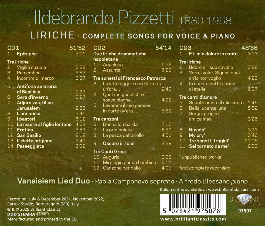 Pizzetti: Liriche, Complete Songs for Voice & Piano - slide-1