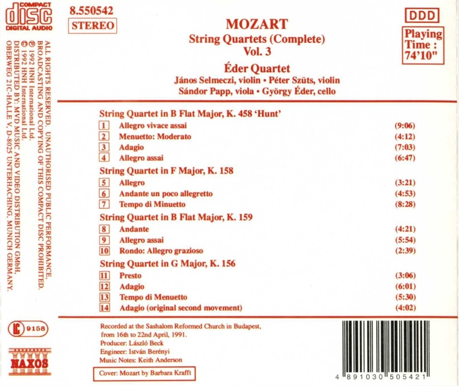 Mozart: String Quartets, K. 156, K. 158-159, K. 458 - slide-1