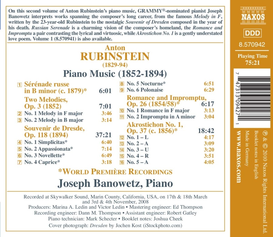 Rubinstein: Piano Music Vol. 2 - Souvenir de Dresde, Akrostichon No. 1 - slide-1