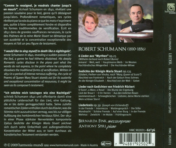 Schumann: Lieder - Gedichte der Königin Maria Stuart op. 135, Rückert-Lieder, Liederkreis op. 39 - slide-1