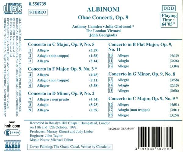 Albinioni: Oboe Concertos, Vol. 1 - slide-1