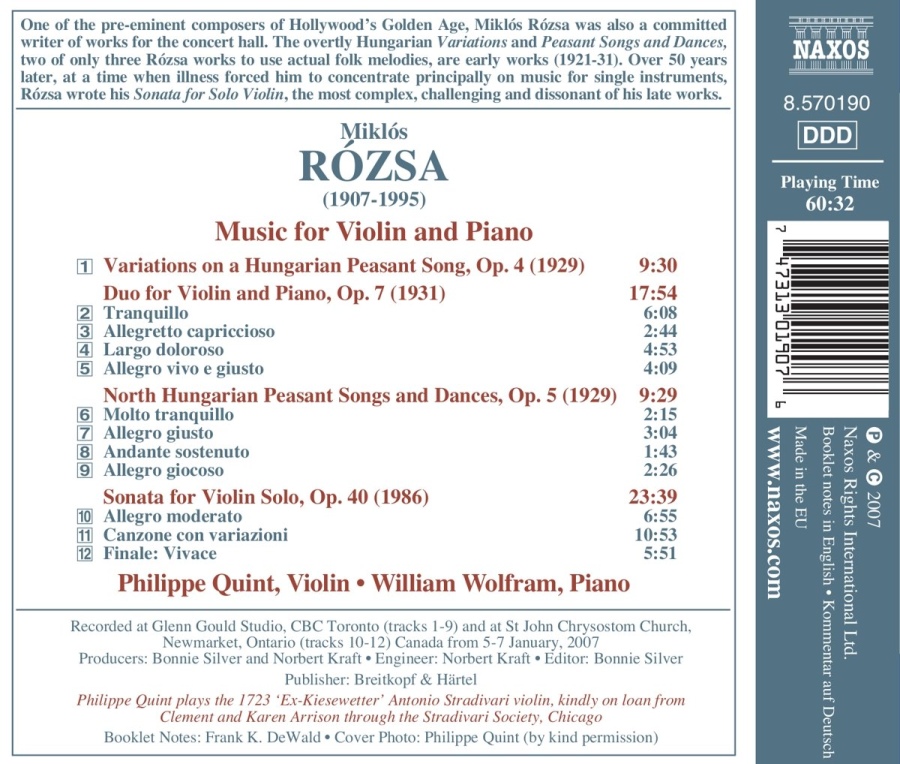 ROZSA: Music for violin and piano - slide-1