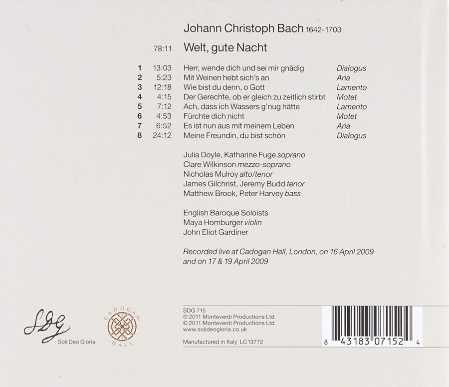 Bach, Johann Christoph: Welt, gute Nacht - motety, arie, dialogi - slide-1