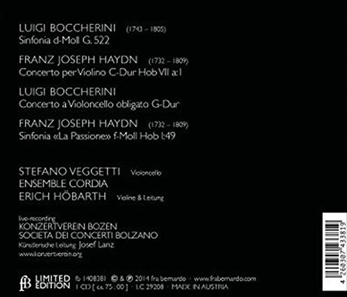 Boccherini: Sinfonia & Cello Concerto; Haydn: Violin Concerto & Sinfonia "La Passione" - slide-1