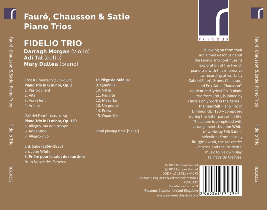 Faure; Chausson; Satie: Piano Trios - slide-1