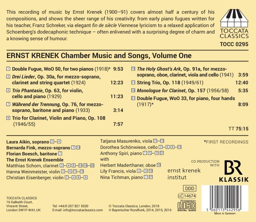 Krenek: Chamber Music and Songs Vol. 1 - slide-1