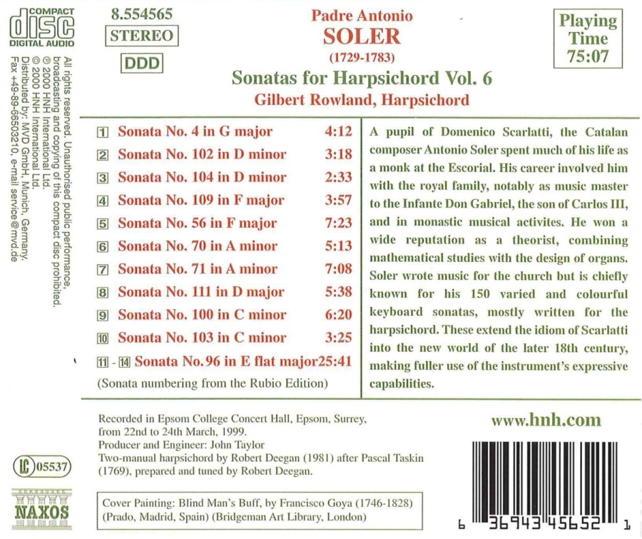 SOLER: Sonatas for Harpsichord, Vol. 6 - slide-1