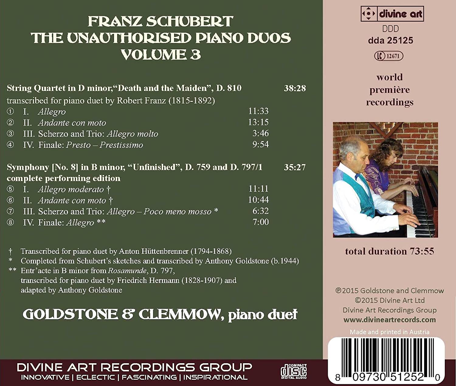 Schubert: Piano Duos vol. 3 - Kwartet "Śmierć i dziewczyna"; Symfonia "Niedokończona" - slide-1