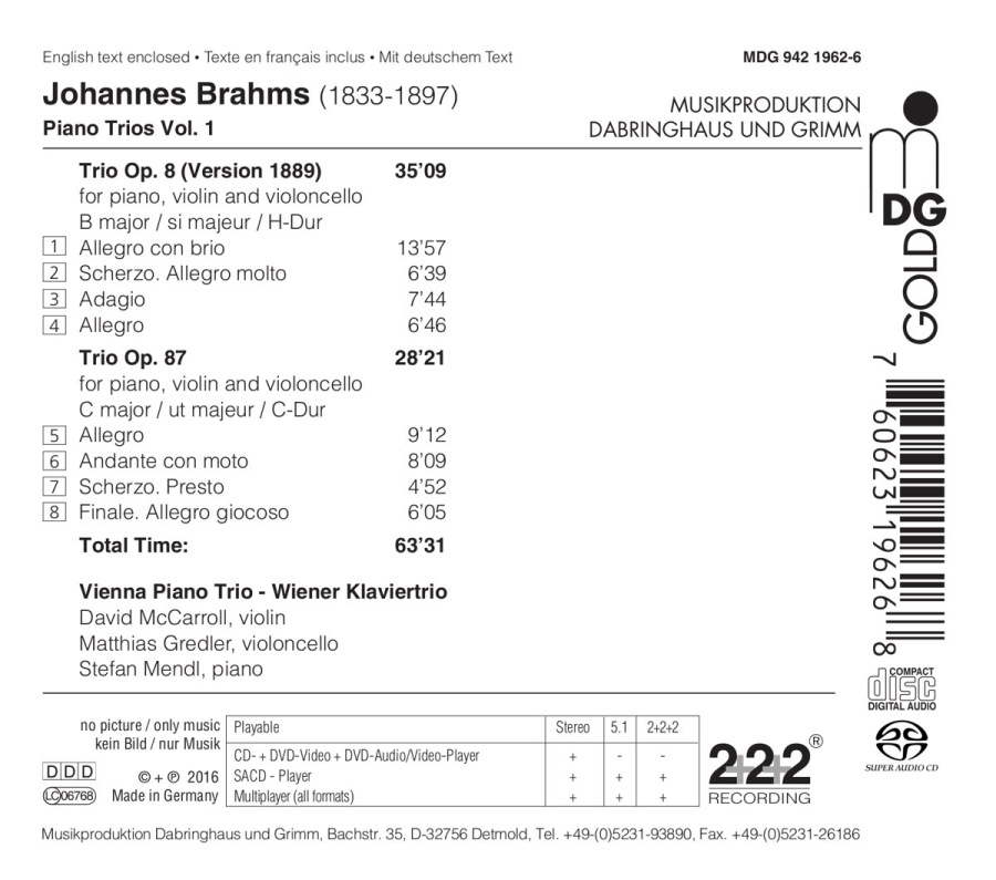 Brahms: Complete Piano Trios Vol. 1 - slide-1