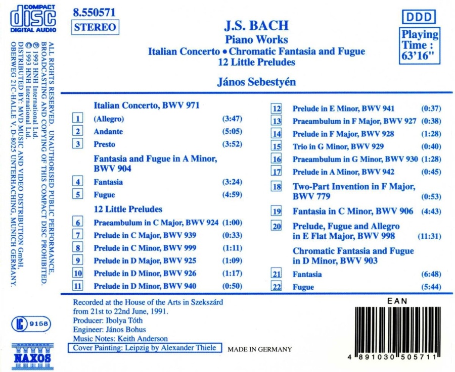 Bach: Italian Concerto, Chromatic Fantasia and Fugue, 12 Little Preludes - slide-1