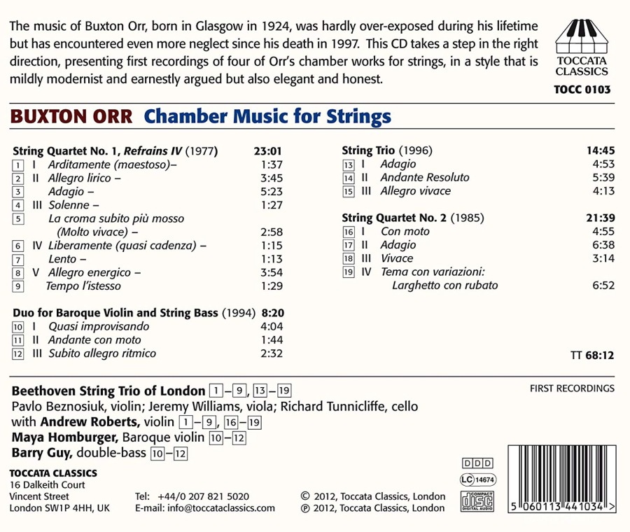 Buxton Orr: Chamber Music for Strings - slide-1