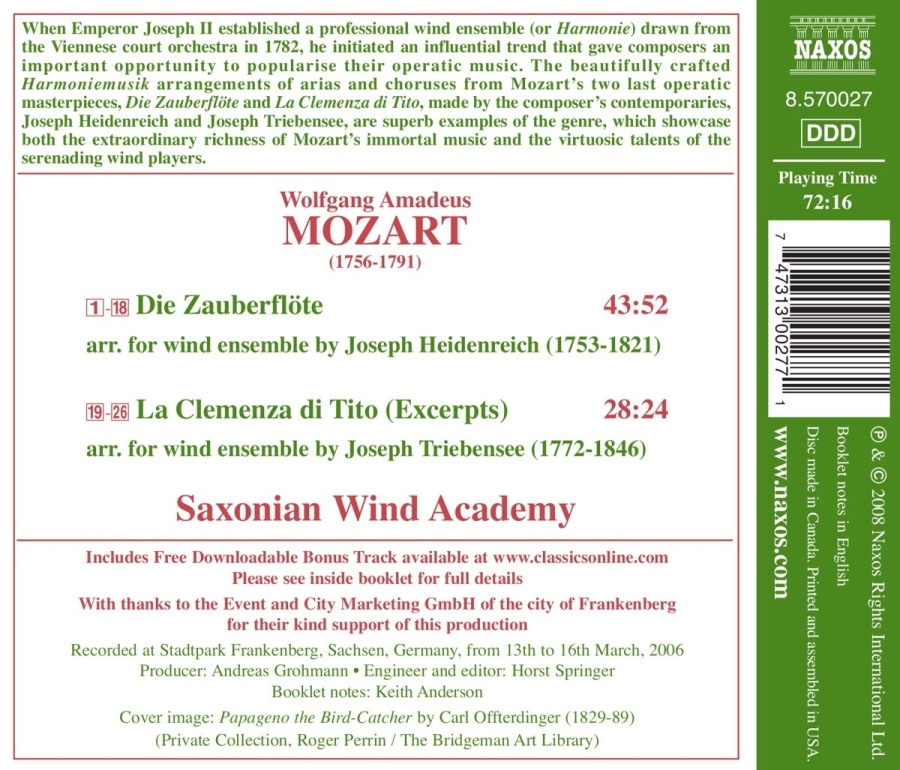 Mozart: Die Zauberflöte, La Clemenza di Tito (arr. for wind ensemble) - slide-1