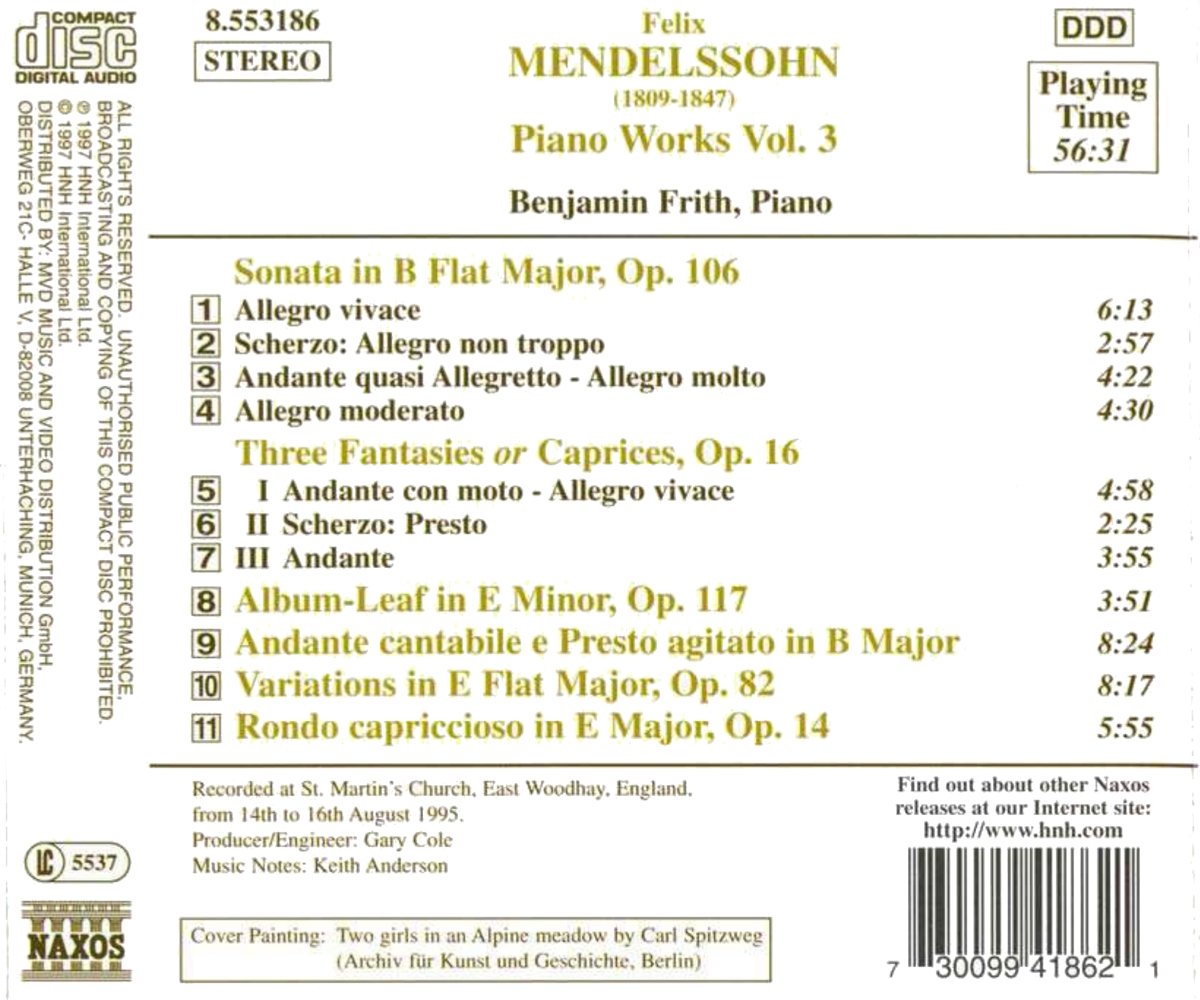 MENDELSSOHN: Piano Works vol. 3 - slide-1