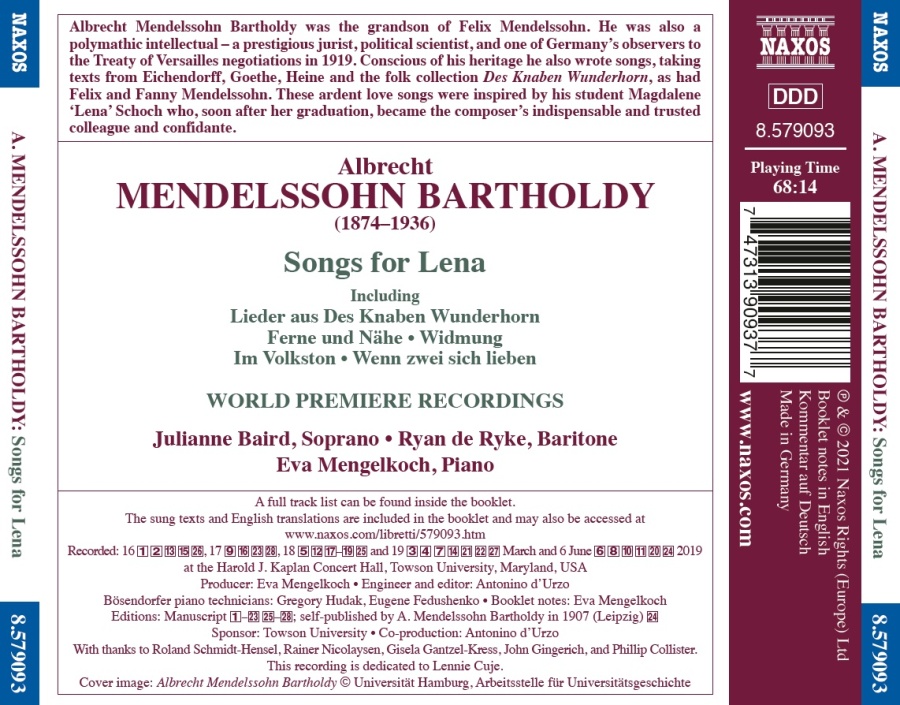 Albrecht Mendelssohn: Songs for Lena - slide-1