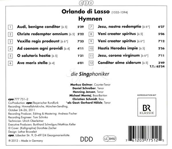 Lasso: Hymns / Die Singphoniker - slide-1