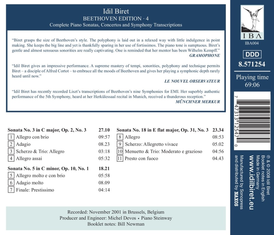 IDIL BIRET BEETHOVEN EDITION 4 - Piano Sonatas Vol. 2 - Nos.3, 5 & 18 - slide-1