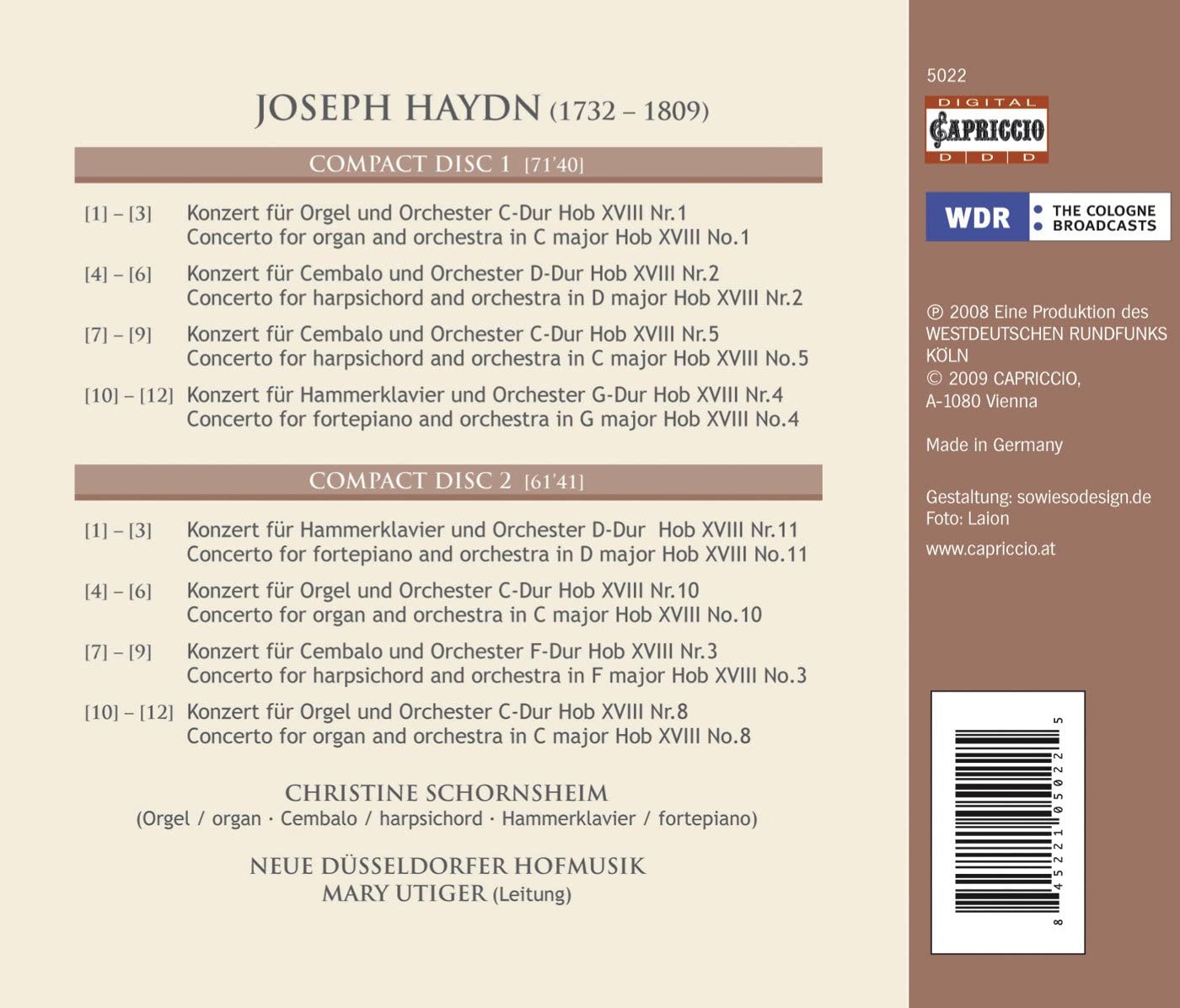 Haydn - 8 Concerti For Harpsichord, Piano & Organ - slide-1