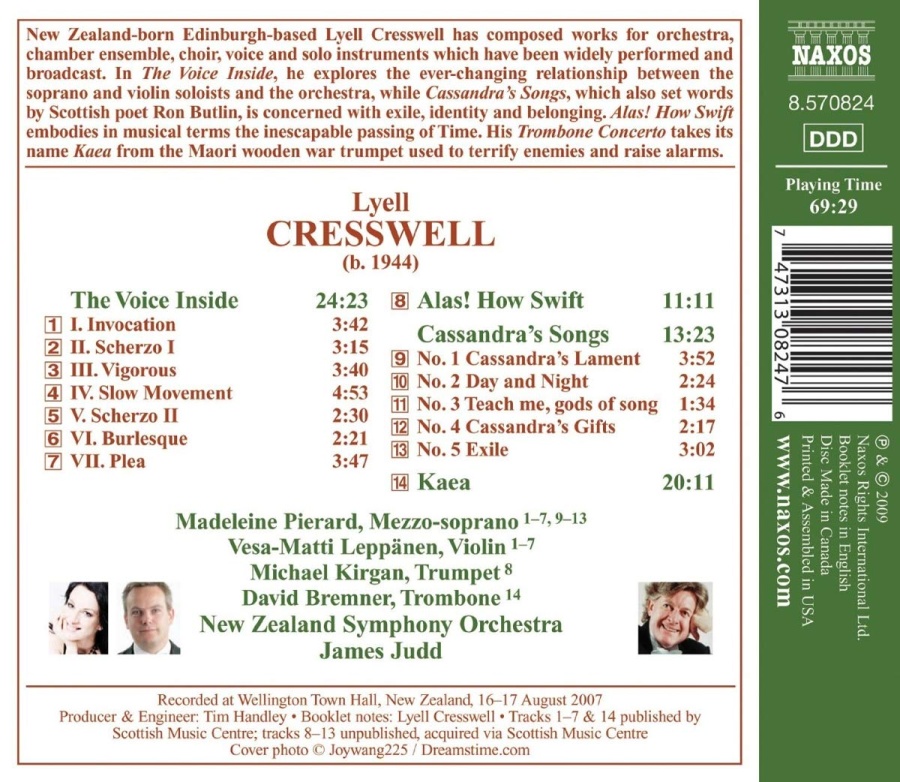 CRESSWELL: The Voice Inside; Alas! How Swift; Cassandra's Songs; Kaea - slide-1