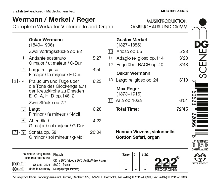 Wermann; Merkel; Reger: Complete Works for Violoncello & Organ - slide-1