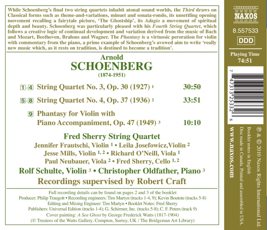 Schoenberg: String Quartets Nos. 3 and 4, Phantasy - slide-1
